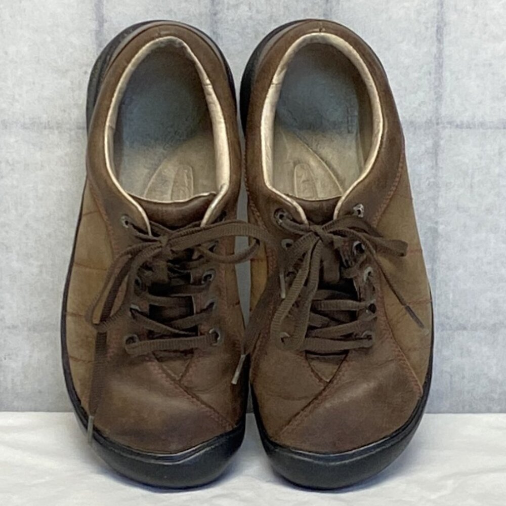 Keen Presidio 7.5 Leather Lace Up Walking Hiking Shoes Walnut Brown Low Top - Picture 9 of 14